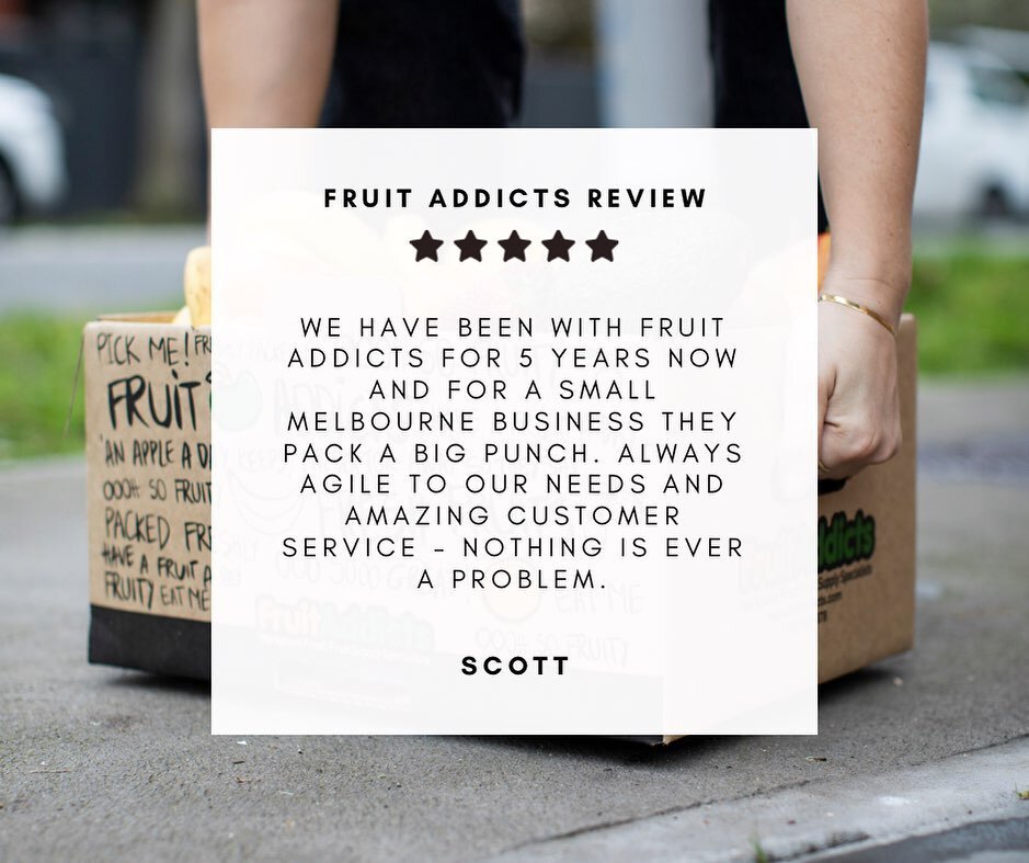 ⭐️⭐️⭐️⭐️⭐️

Thanks Scott 👍🏻. We really appreciate your loyalty to Fruit Addicts through the years.