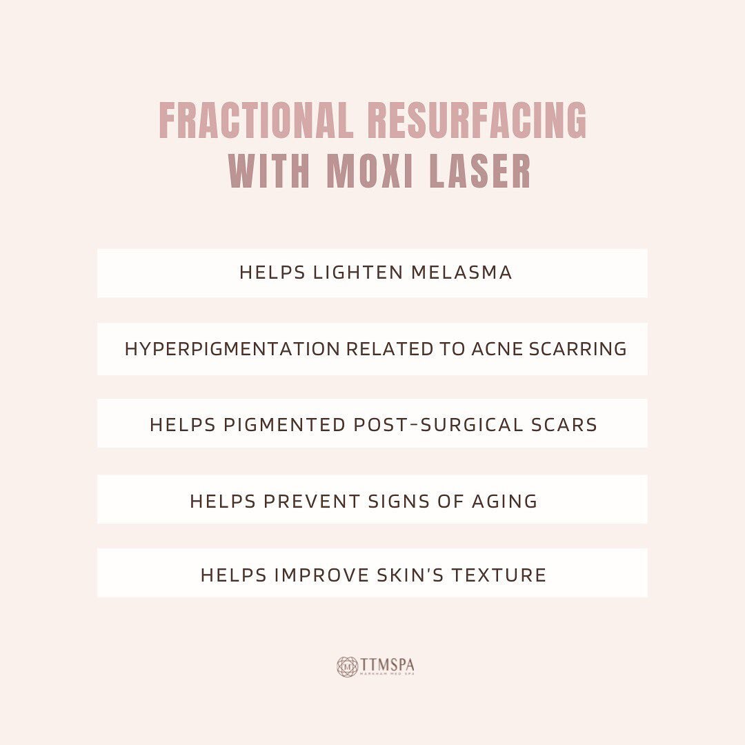 ✨What is Fractional Resurfacing with MOXI Laser?
Moxi is a remarkable laser technology that can improve the skin&rsquo;s texture and tone, leading to a brighter and more even complexion. Designed to treat all skin types.

The new skin cells replace o