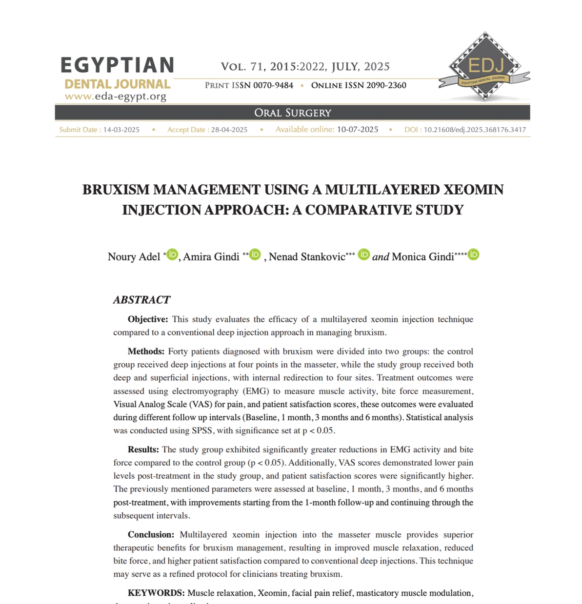 Bruxism Management Using a Multilayered Xeomin Injection Approach: A Comparative Study