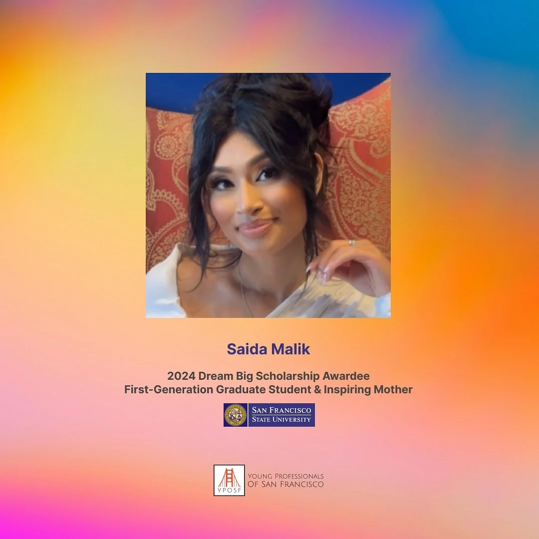 📢 Announcing Saida Mallik, YPOSF 2024 Dream Big Scholarship Recipient! 🙌🏻
We are delighted to announce that SFSU graduate @saida_malik_latif has been awarded this year’s Young Professionals of San Francisco (YPOSF) Dream Big Scholarship. As