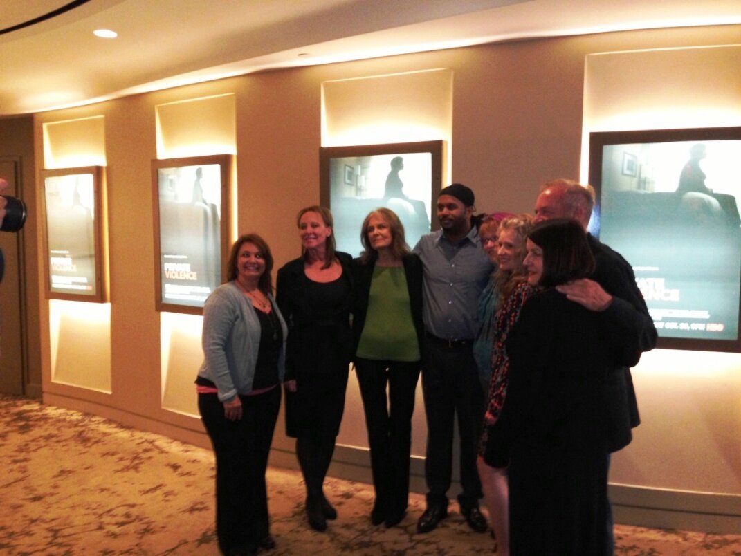  Stacy Cox, Cindy Waitt, Gloria Steinem, Quentin Walcott, Deanna Walters, Cynthia Hill, Norm Waitt, Lee Lysne, NYC 2014 HBO Private Violence&nbsp; opening 