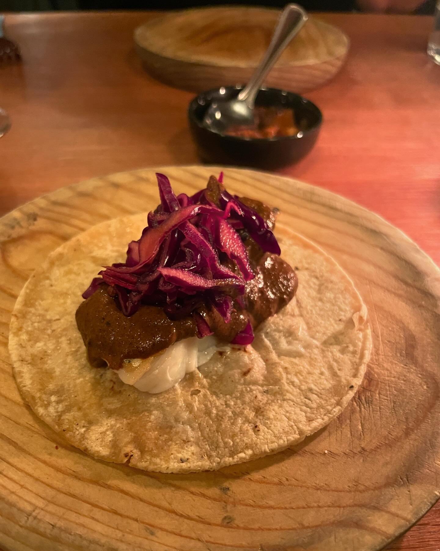 Highlights from a little foodie adventure last night. @haaaaashhhhhhi is doing a stint at @carousel_ldn and it&rsquo;s a Japanese/Mexican fusion. I have to say that mole sauce on the fish taco&hellip;😵 So many complex layers of flavors I wish I coul
