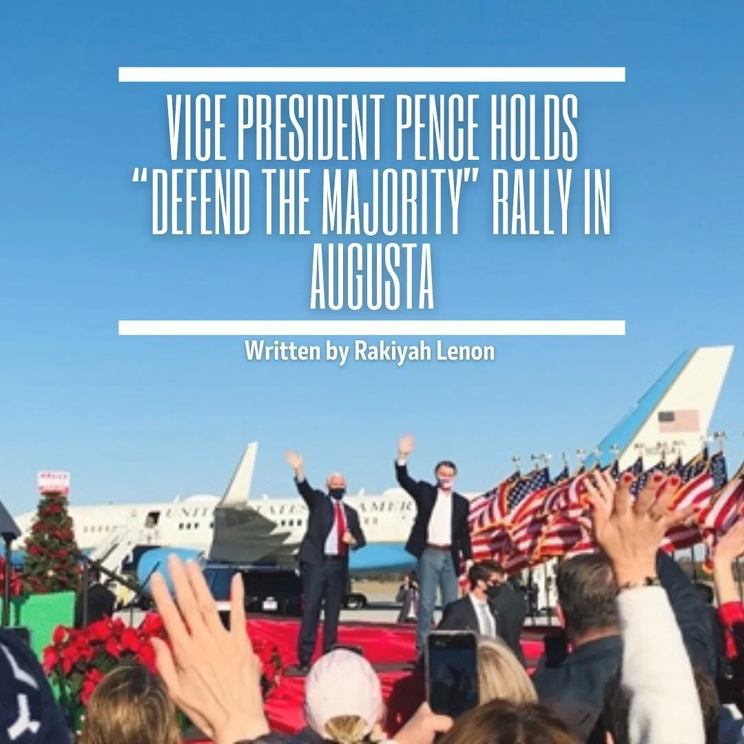 Vice President Mike Pence flew into Augusta Regional Airport at Bush Field on Thursday afternoon, Dec. 10, to campaign for the incumbent Georgia Republican Senators David Perdue and Kelly Loeffler. 

He was accompanied by Sen. Perdue, who faces Democ