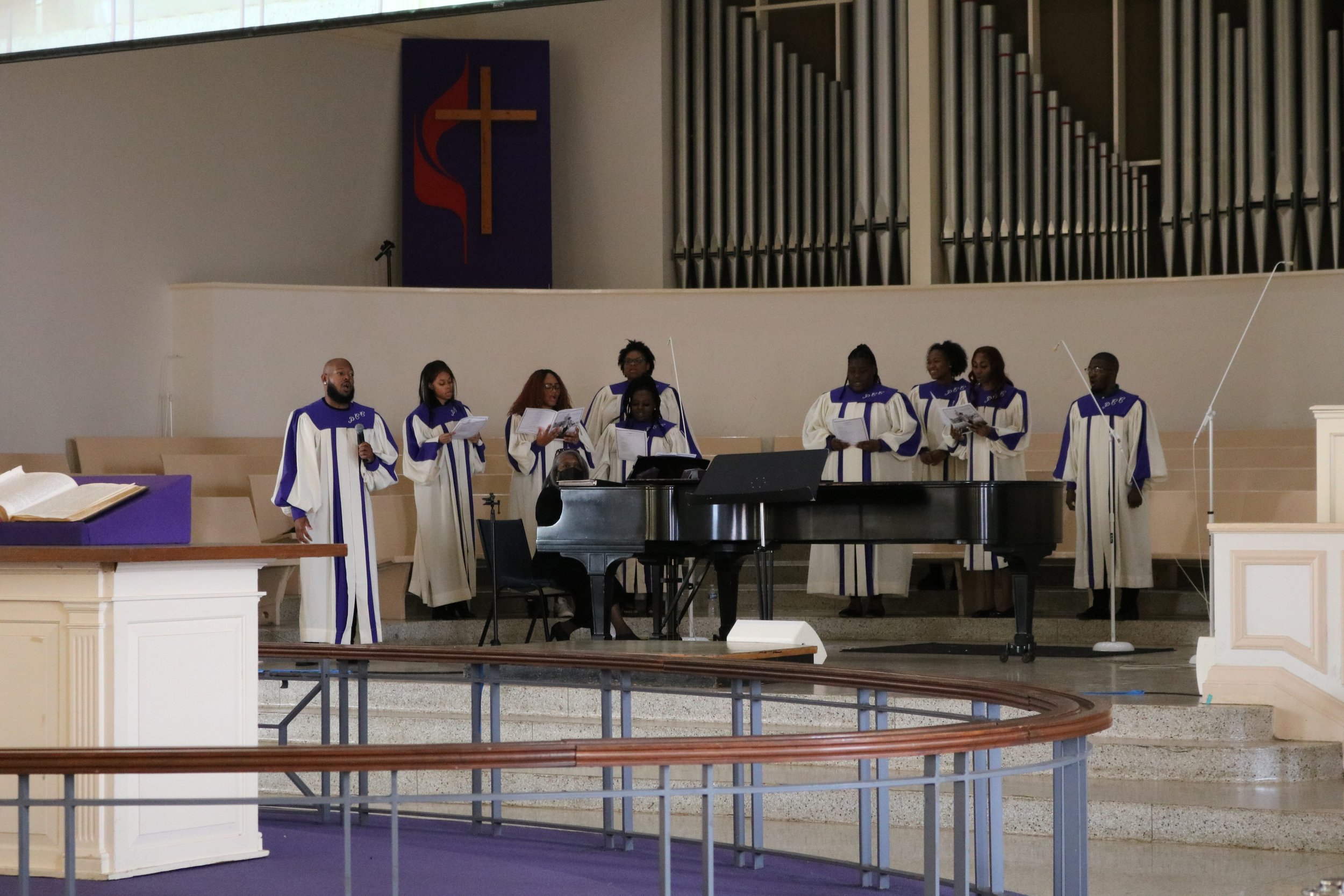   A choir of students sing at Paine College Gilbert-Lambuth Memorial Chapel on Jan. 13. 