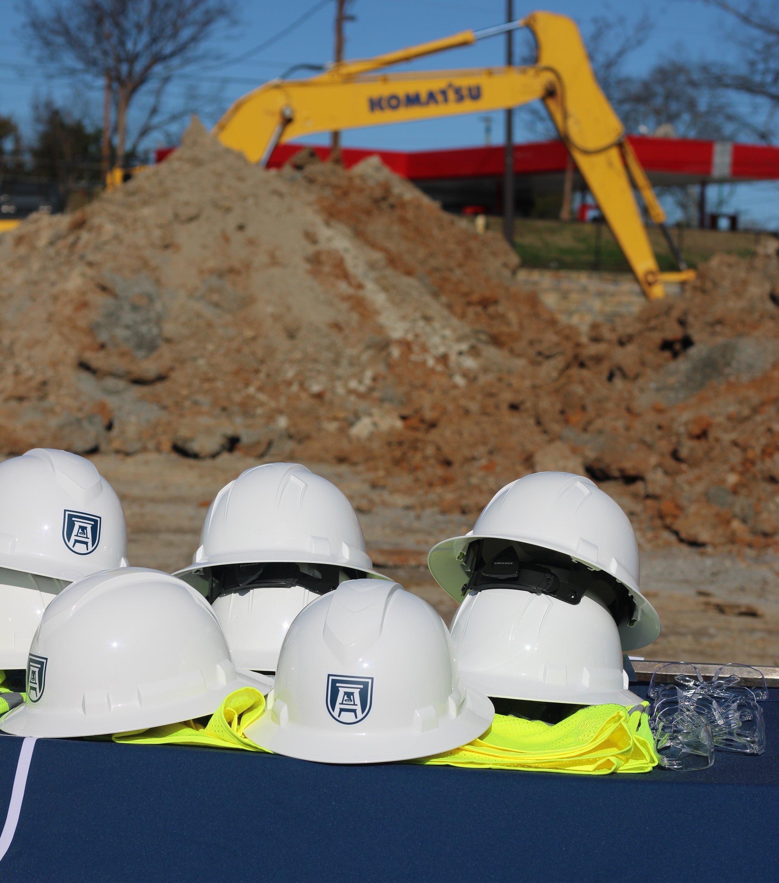  Augusta University hardhats on display Jan. 29. 