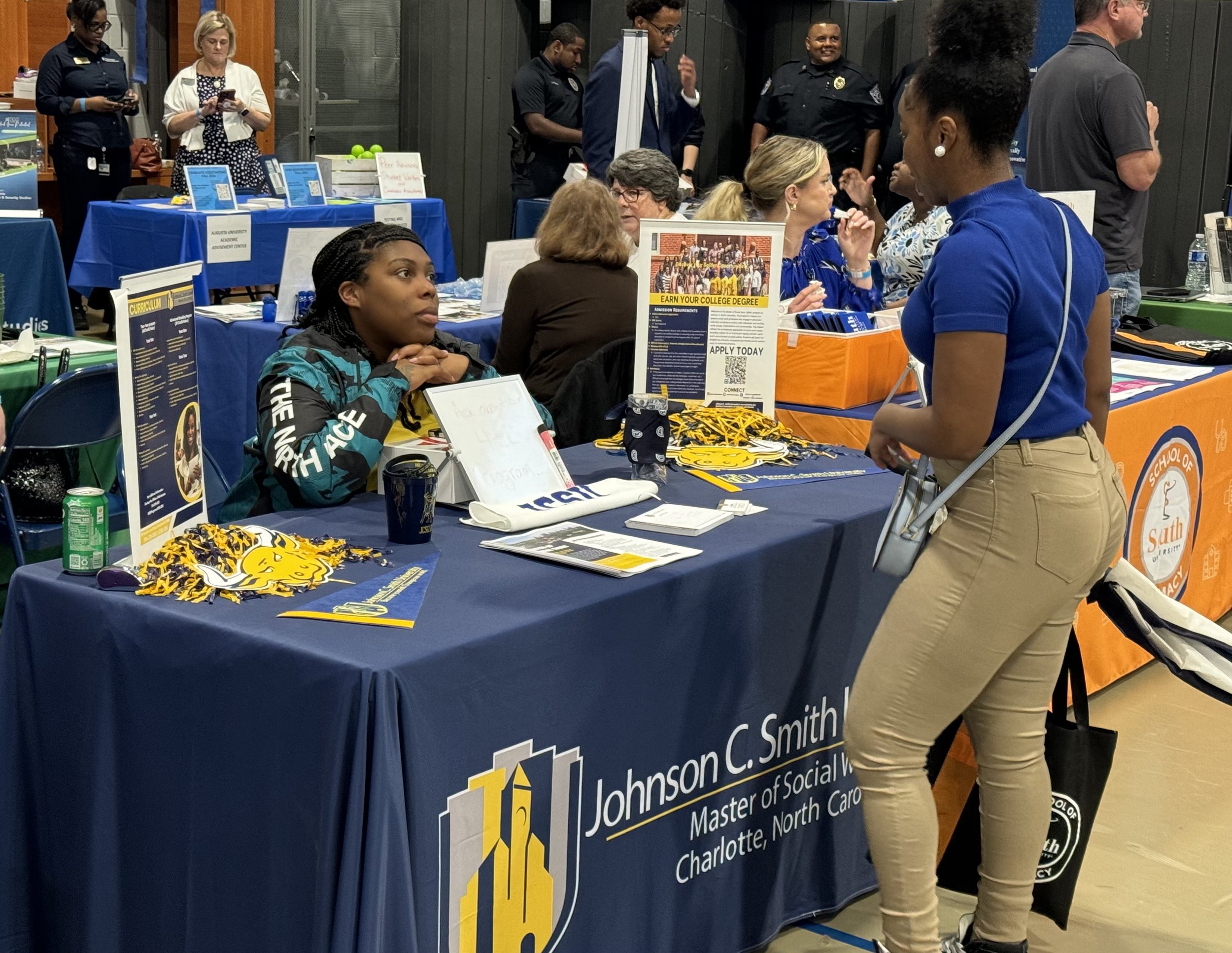  A student at the Johnson C. Smith University table. 