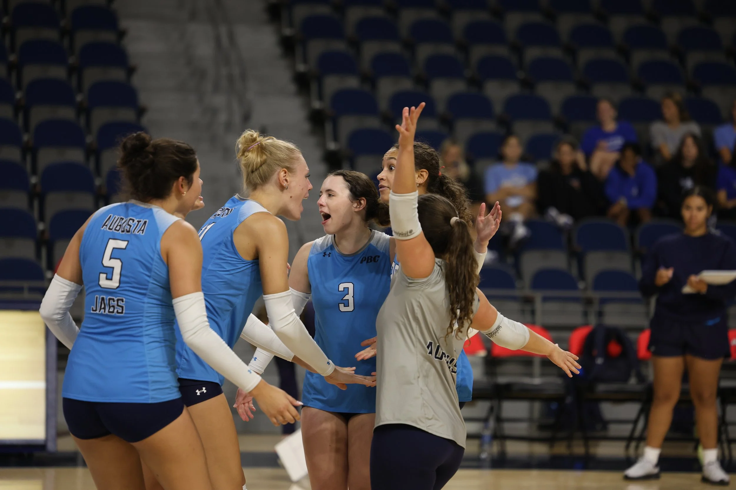 Balanced attack, serving lift Augusta University past Montevallo