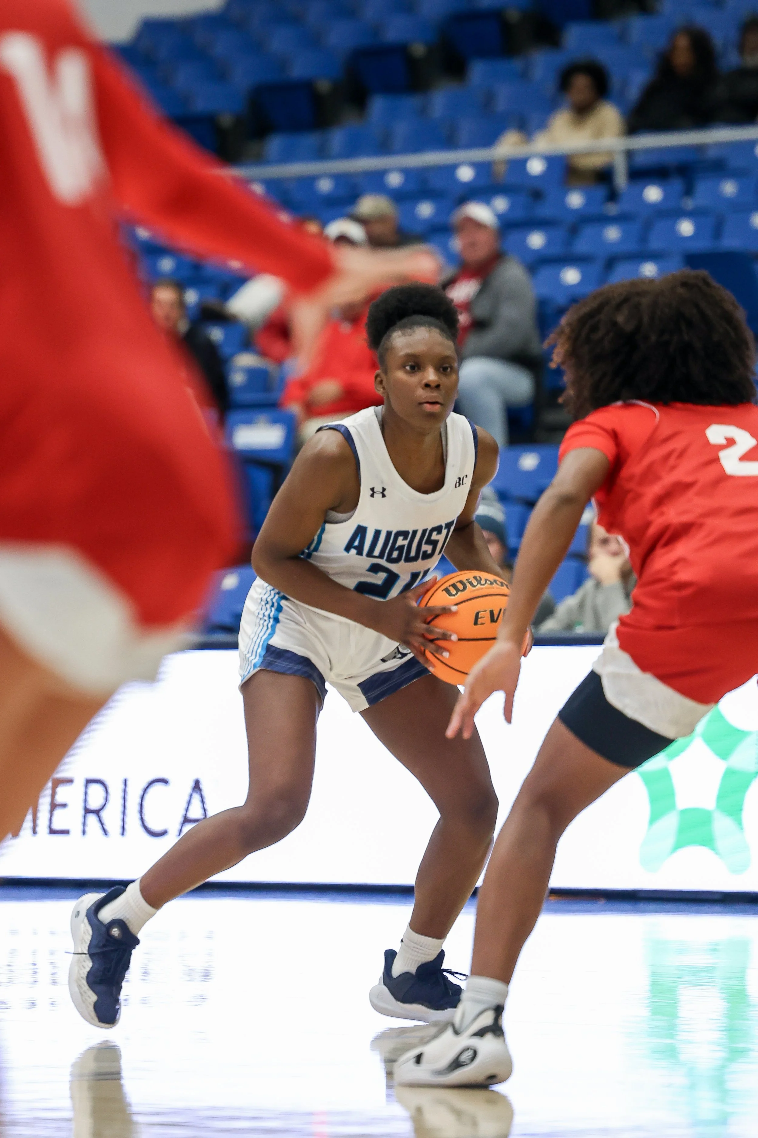 Abercrombie's double-double lifts Augusta over Flagler in PBC opener, 63-56