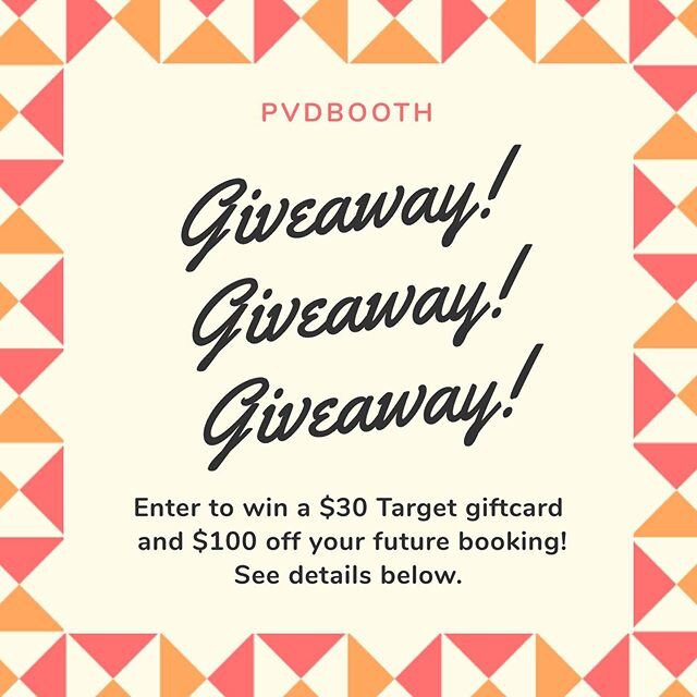 ✨ GIVEAWAY ✨

As a thank you to all who have shown so much excitement for @pvdbooth we are giving away a $30 @target gift card AND $100 off your future booking with @pvdbooth!! Here&rsquo;s how to enter:
1️⃣ Follow @pvdbooth &amp; like this post!
2️⃣