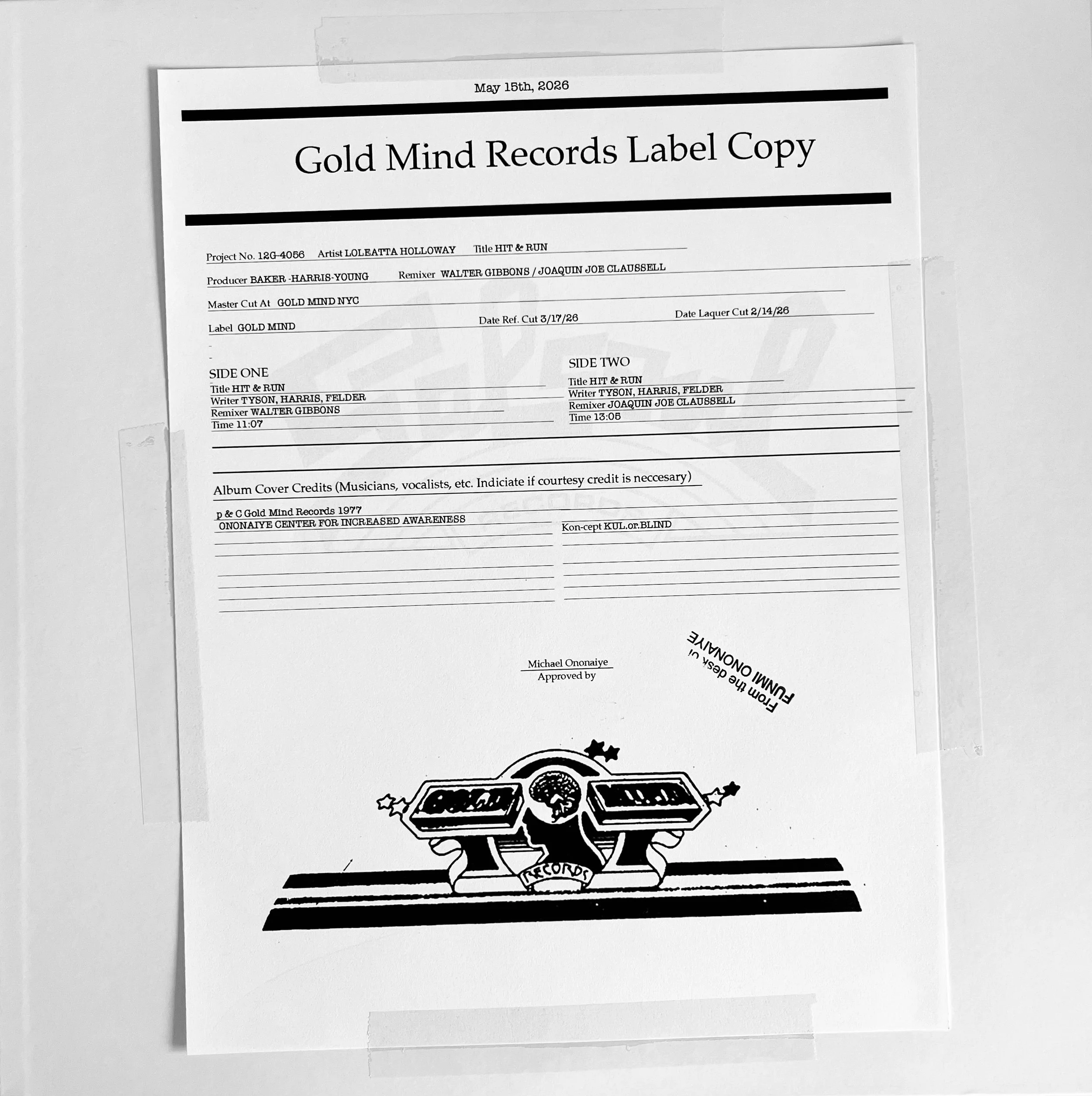 Loleatta Holloway 'Hit & Run' (Walter Gibbons / Joaquin Joe Claussell Remixes TEST PRESSING)