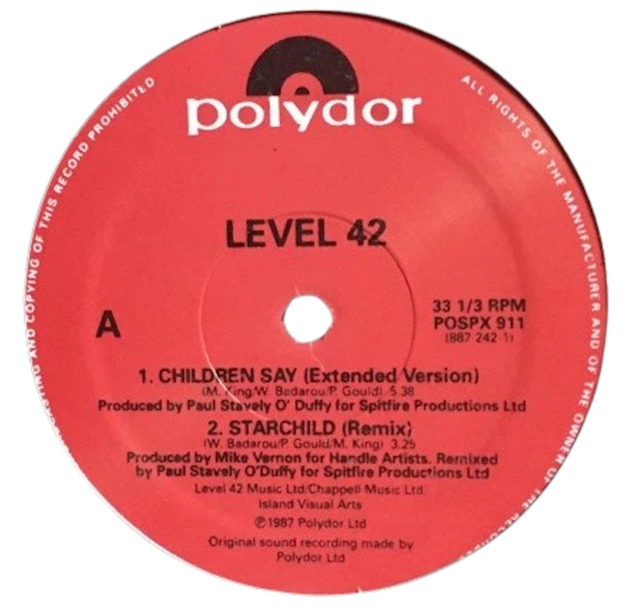 Level 42 'Children Say / Starchild / Platinum Edition Megamix'
