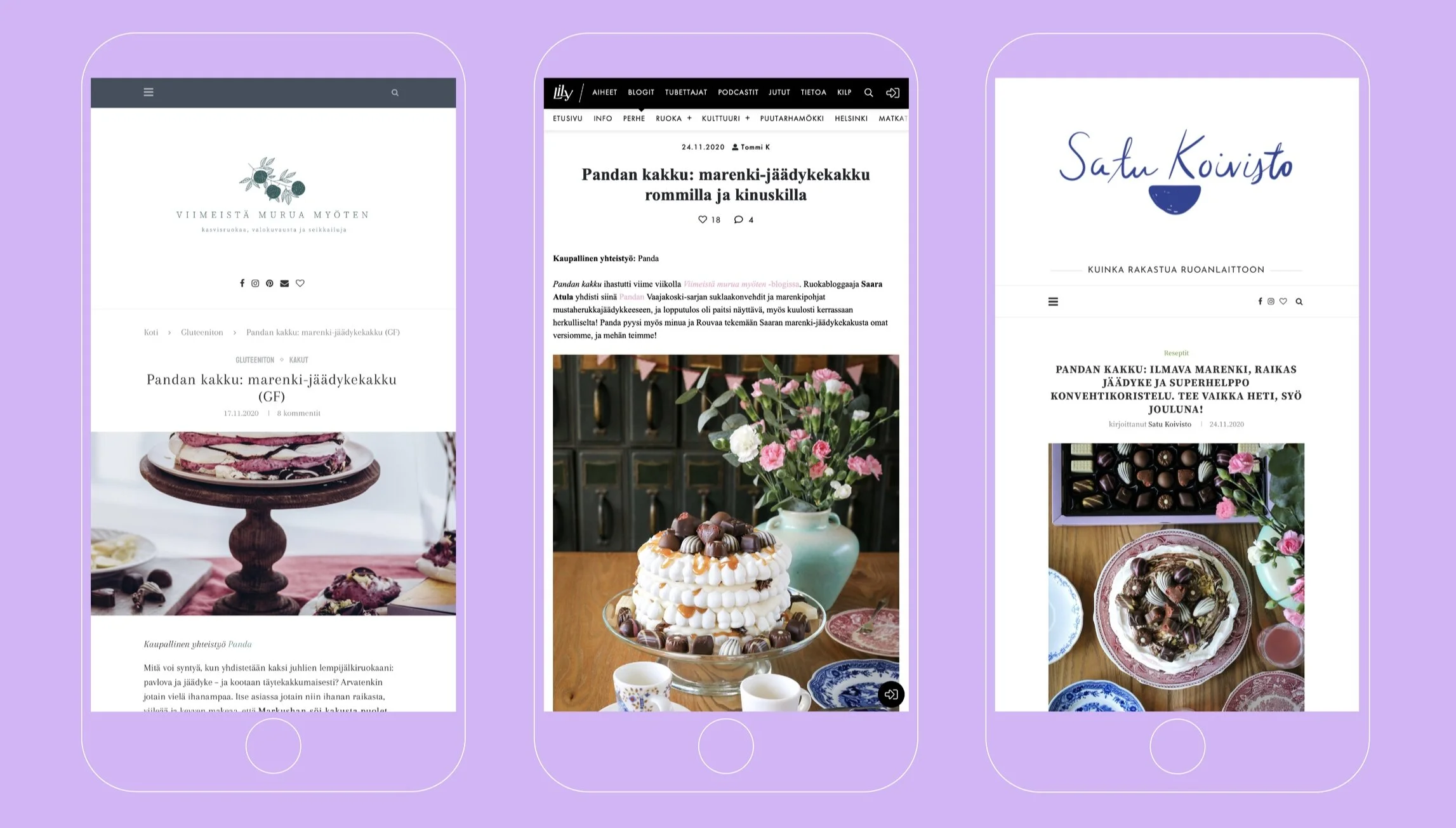Reseptiyhteistyö blogien Viimeistä murua myöten, Isyyspakkaus ja Satu Koivisto (Kuinka rakastua ruoanlaittoon) kanssa.