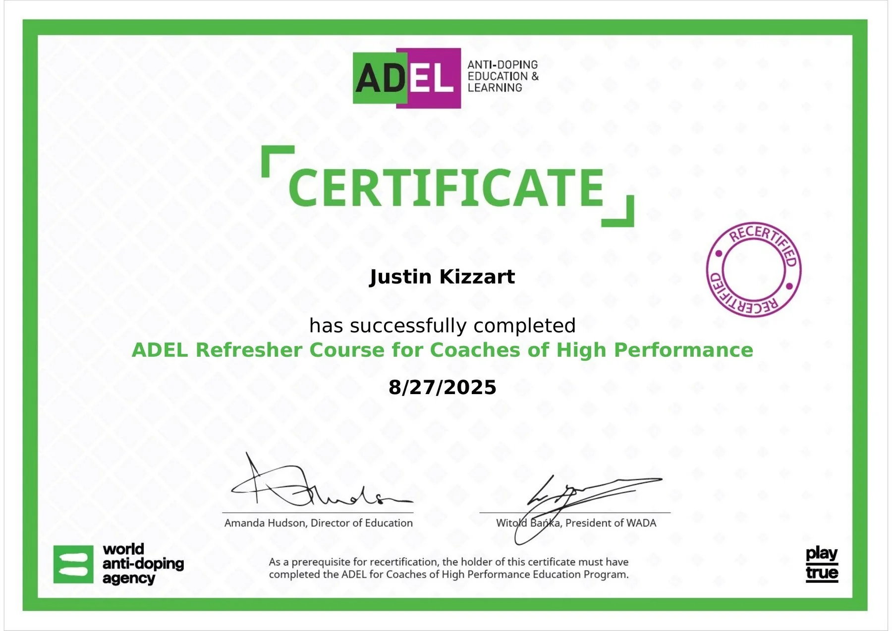 ADEL for Coaches of High Performance — Refresher