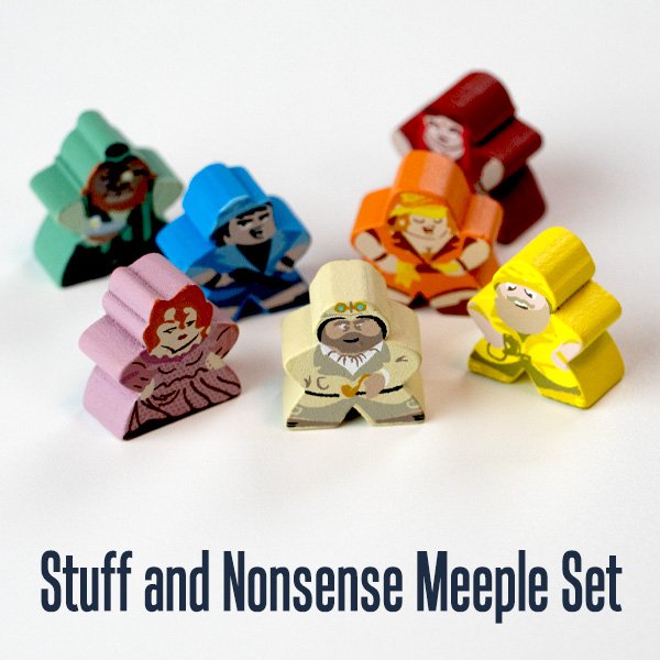 A set of seven meeples to enhance your Stuff and Nonsense game-play!