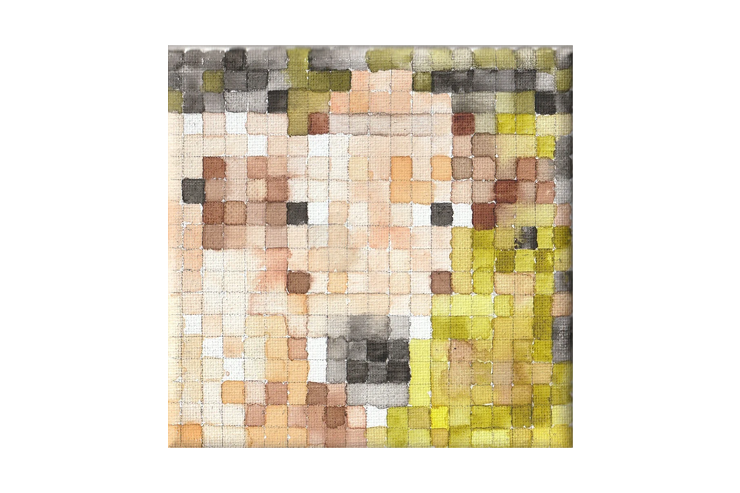 bitsy 5x5 in, watercolor on canvas