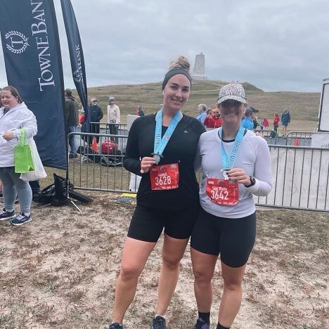 Congrats to @tage.waite for conquering the OBX half! It was a rough day out there with rain and winds, but she did it! She has had a packed few months as she balanced so many different responsibilities, but her perseverance and determination won out 