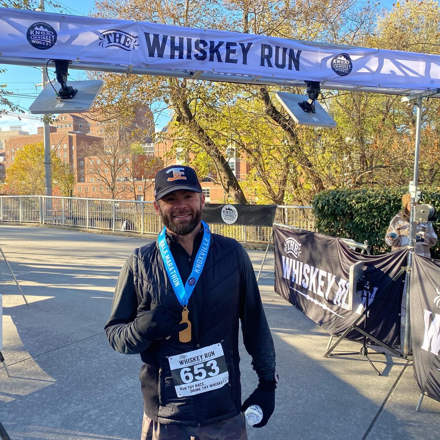 When you pop into a half marathon and win 👏🏼 it was a blustery 24 degrees, but we had a blast running through beautiful Knoxville. 1st OA male and 4th OA female. #crushendurance #runner #halfmarathon #athlete