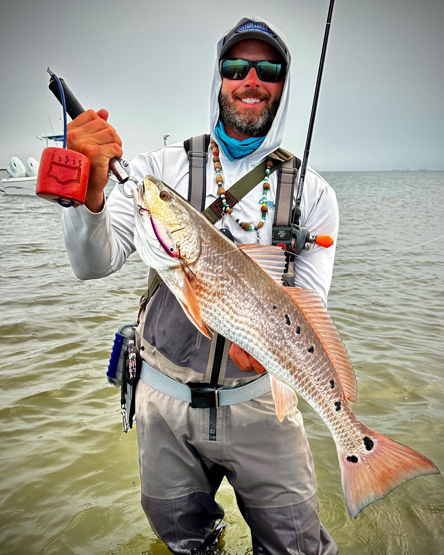 Check out the spots on this one! Did you know spots on a redfish are like our fingerprints? Each redfish has their own unique spots that are identifiable to only that fish. 

#drumspots #redfish #wadefishing #coastalwatersoutfitters 

@drumspots 
@wa