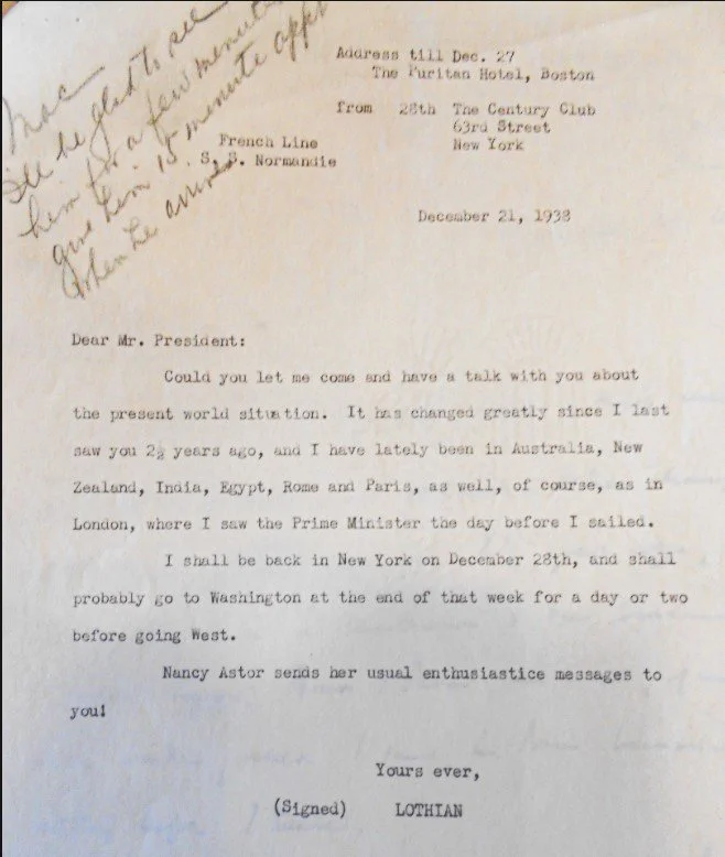 A Letter to FDR from Lord Lothian