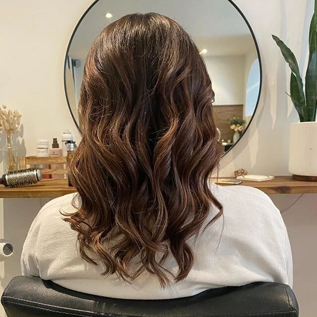 So in love with this colour 💕 dark choc brown roots melted into soft blended lights 🍂