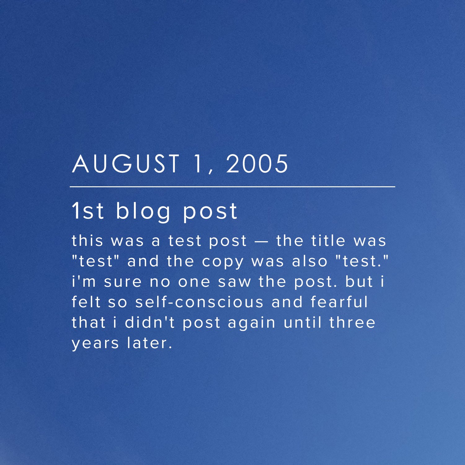 August 1, 2005 - 1st blog post