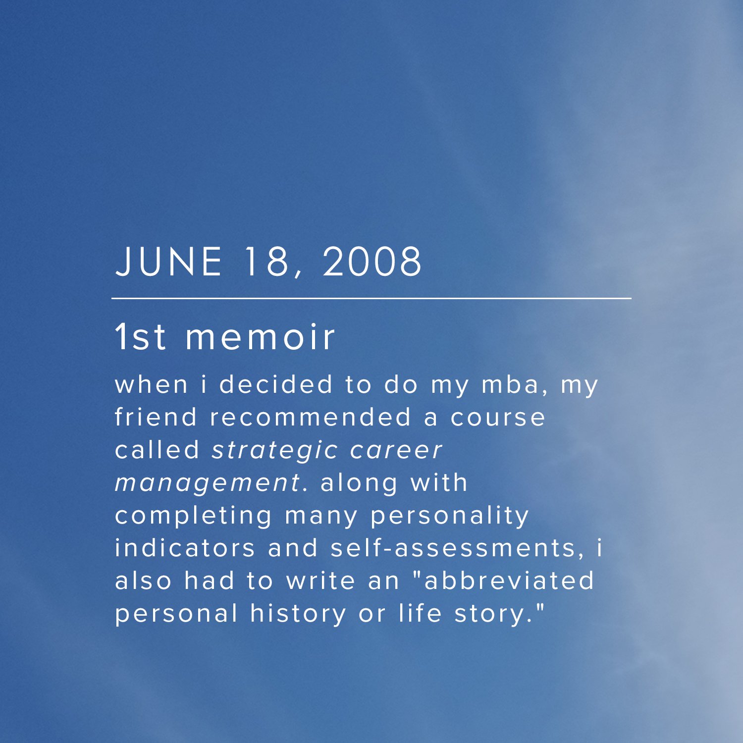 June 18, 2008 - 1st memoir