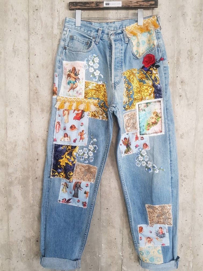 Re-Worked Jeans: Patchwork, Embellished, Embroidered, + Painted Denim ...