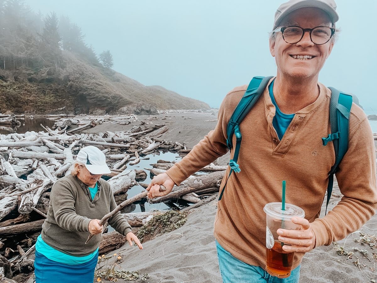 This picture is on my desk, and I don&rsquo;t know why I love it so much... Poobah casually saving a laughing Nana from the perils of sinking into the quicksand dunes with a stick and iced tea in hand... 

(May we all be so lucky to find such an adve