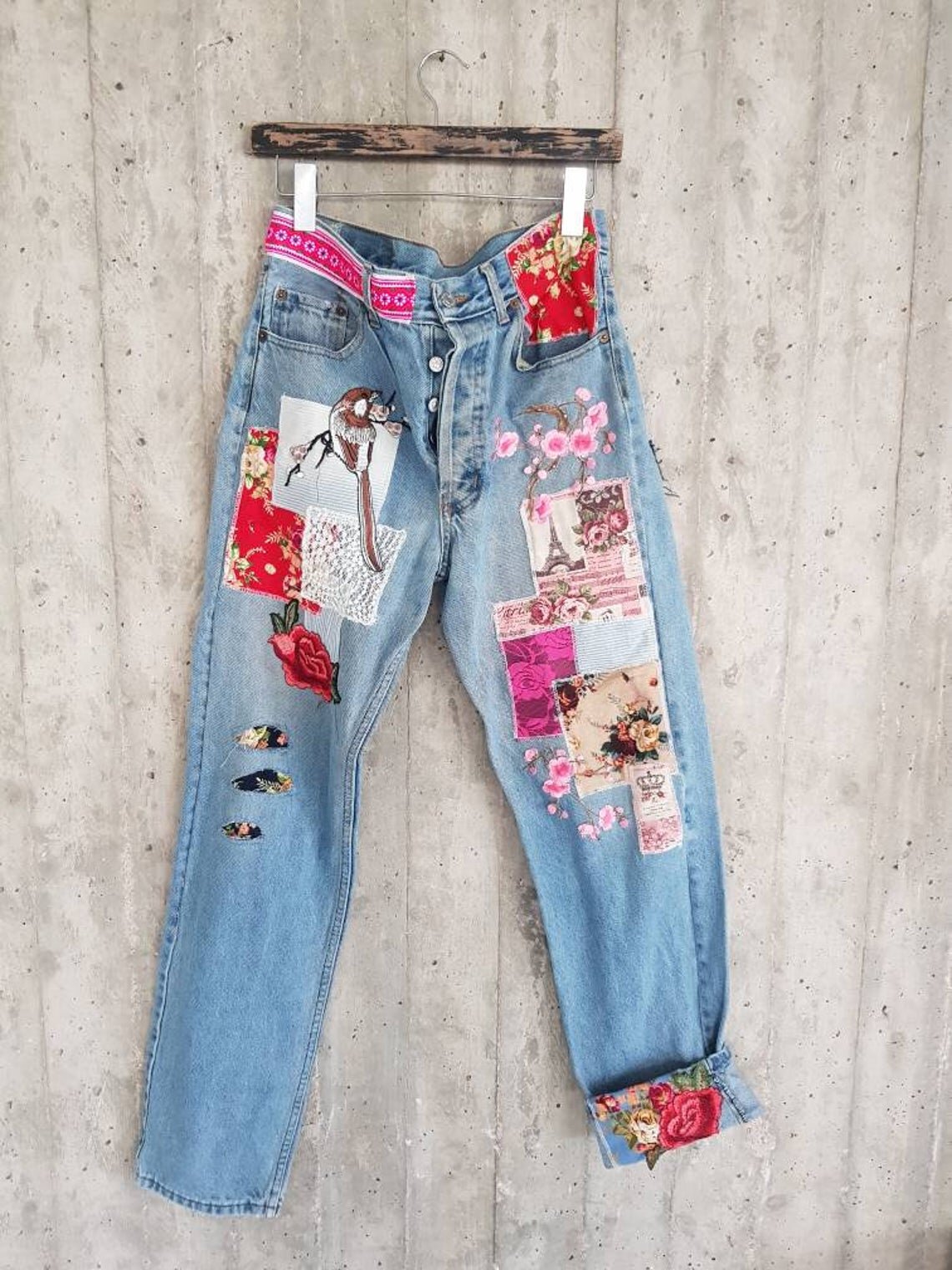 Re-Worked Jeans: Patchwork, Embellished, + Painted Denim Looks We'd Copy Right Now firefly+finch
