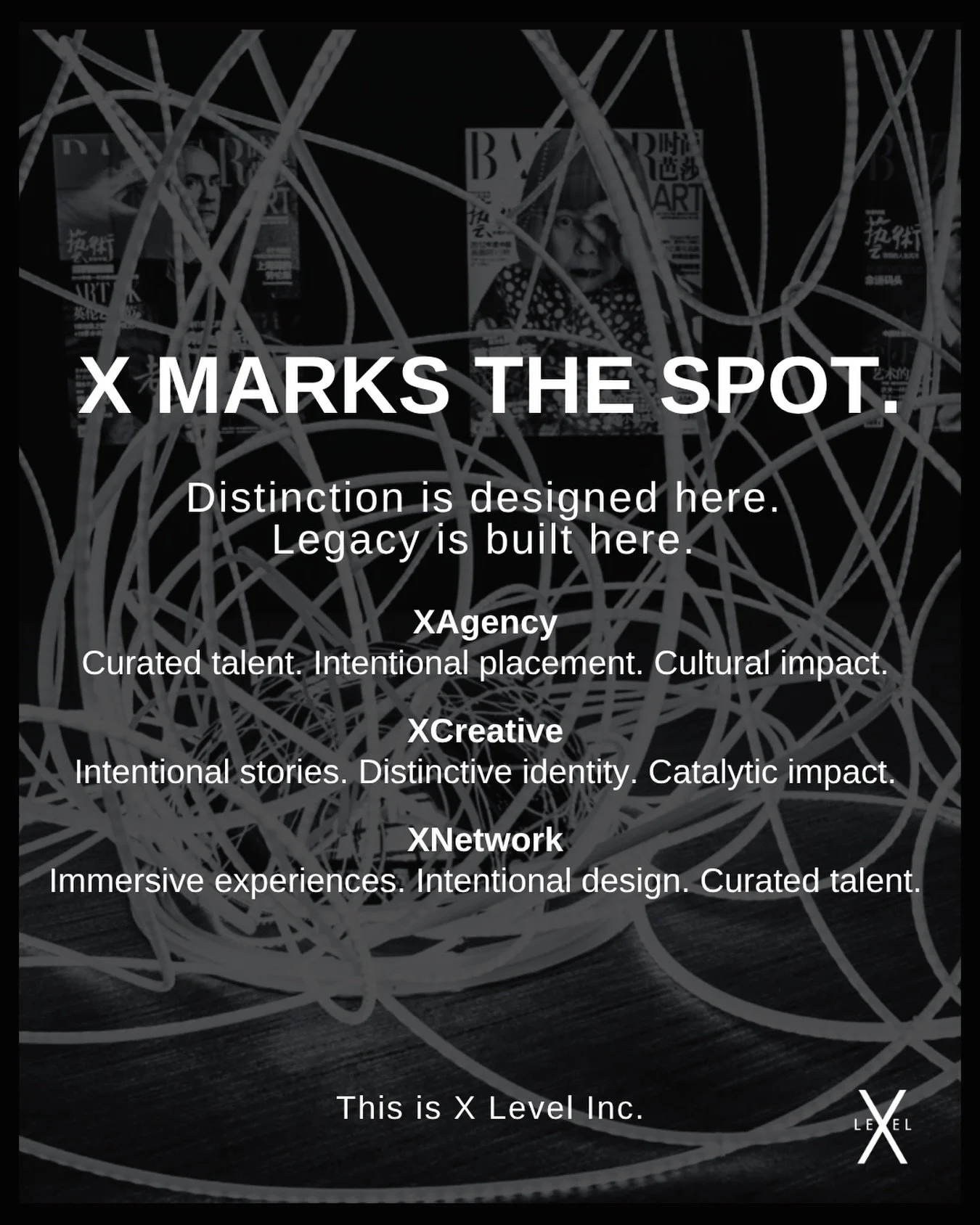We don&rsquo;t follow trends. We set them.

X Level Inc. is where intention meets execution, where creativity becomes culture, and where your vision gets the infrastructure it deserves.

✦ XCreative - Brand identity and creative direction rooted in s