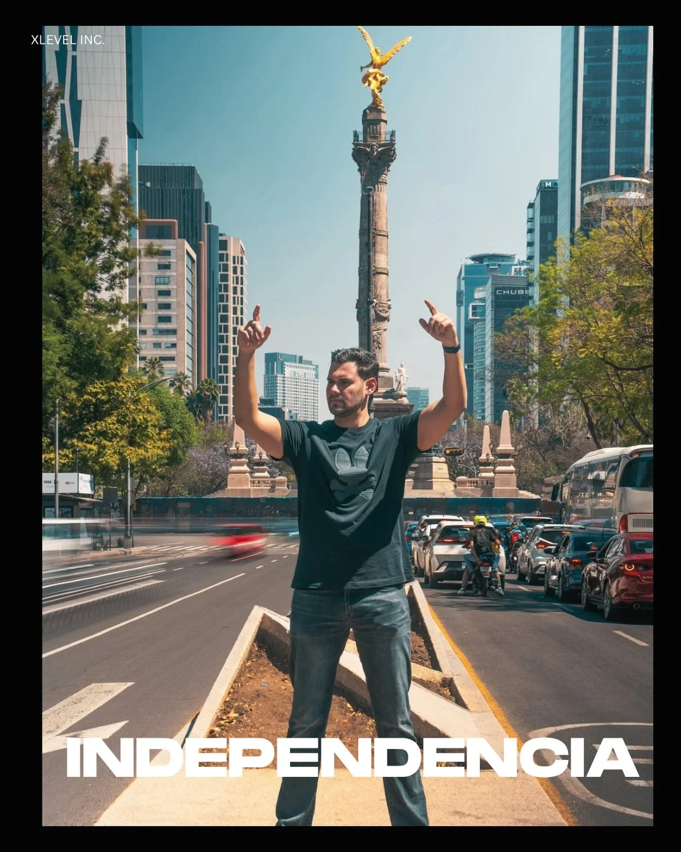 Home does not forget you. Mexico City raised him, the world is calling him, and on the day his country stands tallest, our fab talent @hajjofficial stands in front of the &Aacute;ngel de la Independencia, a reminder that the path forward always runs 