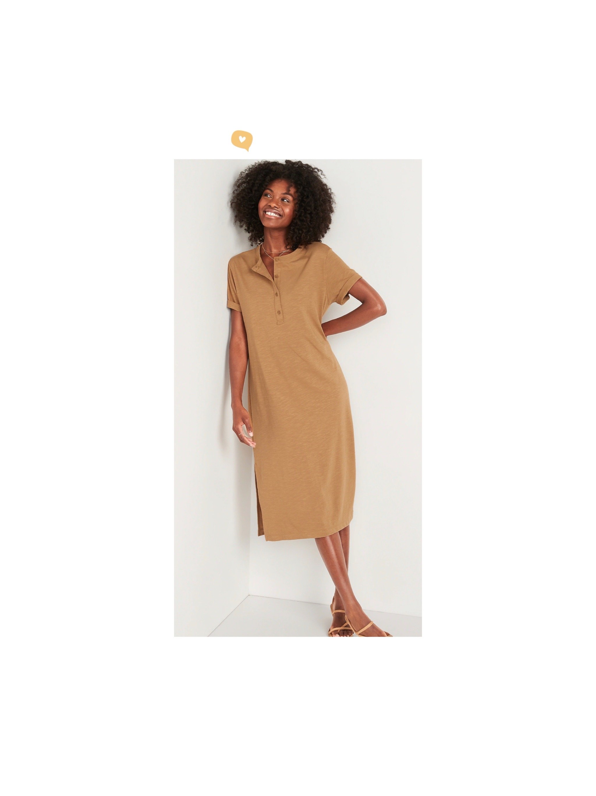Short-Sleeve Henley T-Shirt Midi Shift Dress — Threads Lovin'