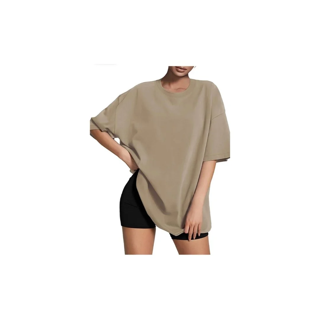 Women's Oversized Cotton T-Shirt - Loose Fit Crewneck Short Sleeve Top, Casual & Comfy For S-XXL - View #5