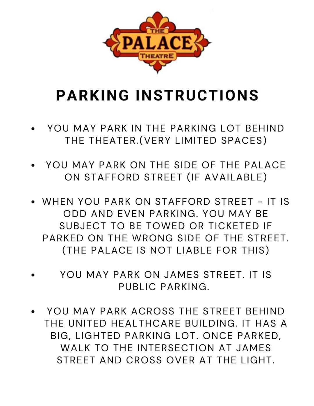 Parking Information Palace Theatre Parking Information Palace Theatre