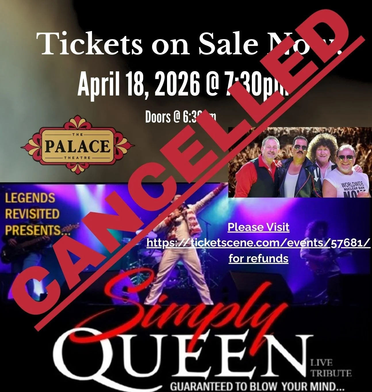 CANCELLED by Promoter - Legends Revisited Presents: Simply Queen Live Tribute