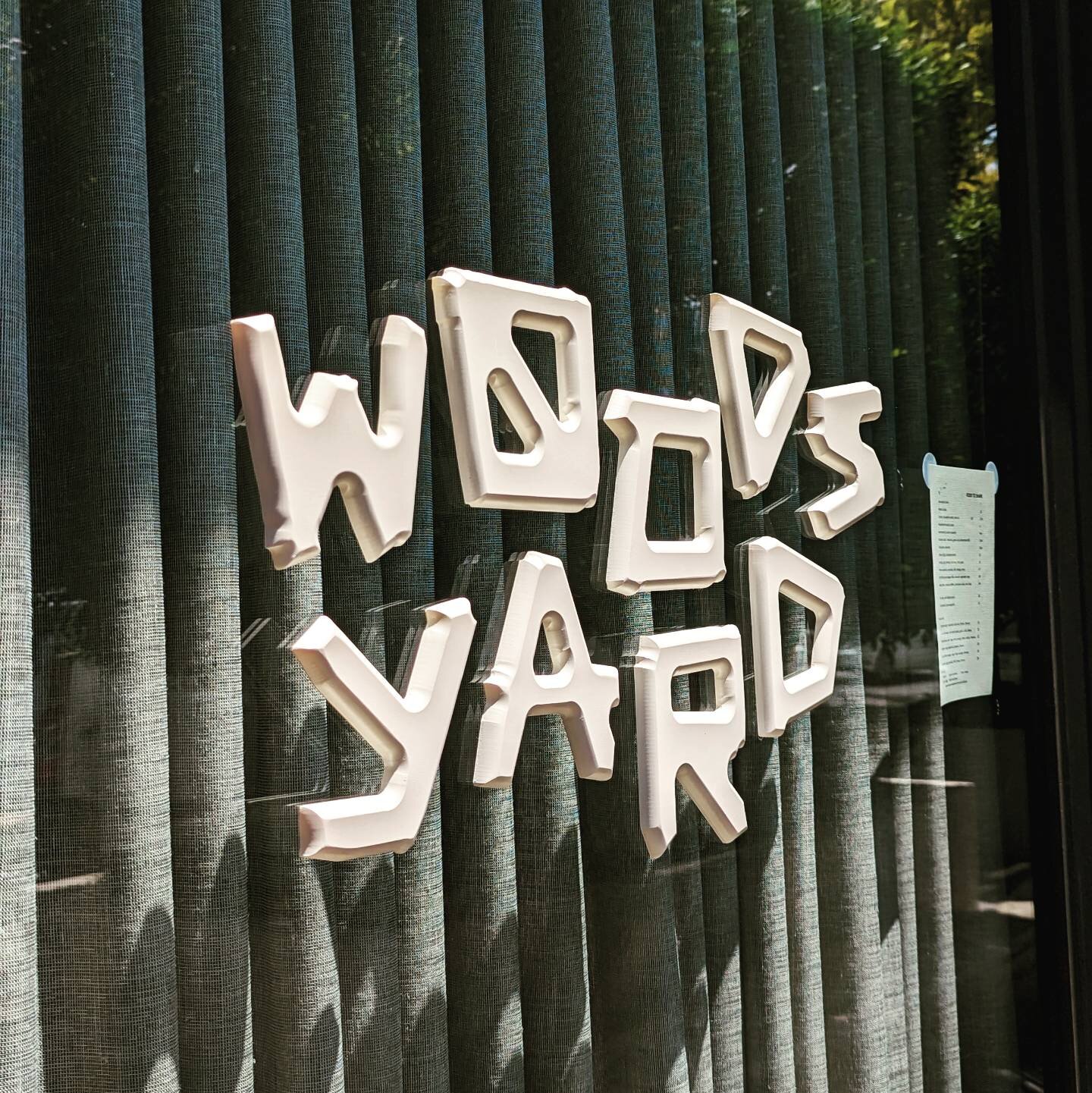 CNC cut raised letters for @woods_yard painted and installed on glass. 

Design by @swear_words 

#raisedletters #3dsigns #acrylic #acryliclettering #painted #shopsigns #hospitalitysignage #bar #winebar #restaurantsigns #branding #logo #melbourne #so