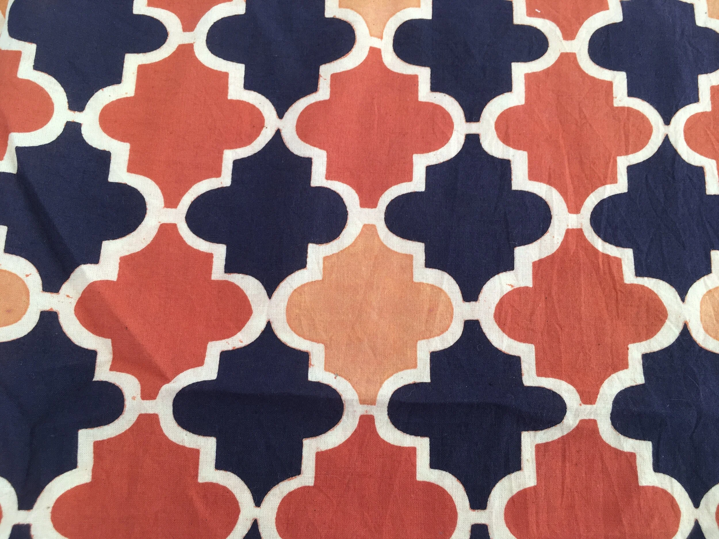 Fabric - Moroccan Diamond Block Print - 1.25 metre long