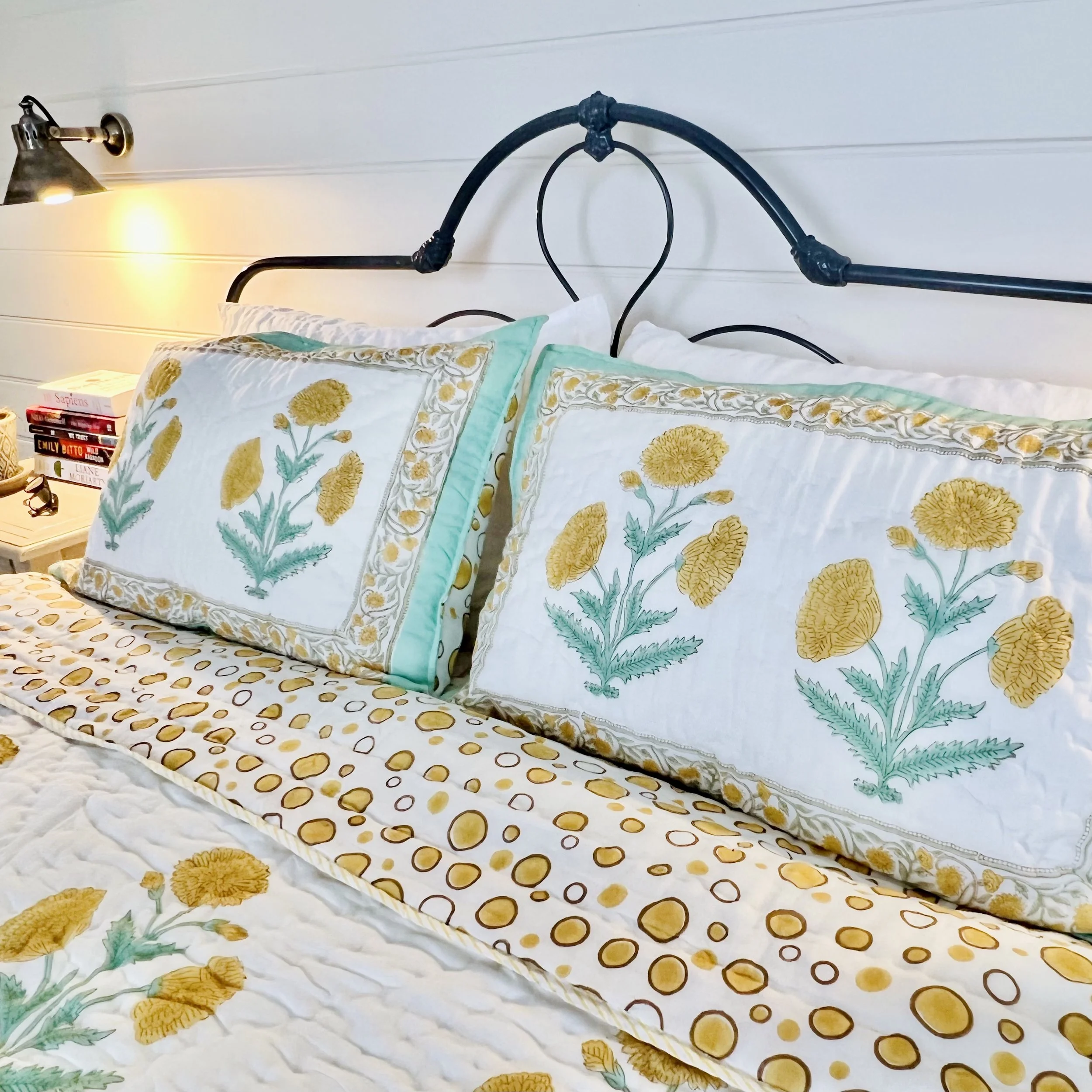 Pillowcases Cotton - Gold Poppy Quilted (One Pair)