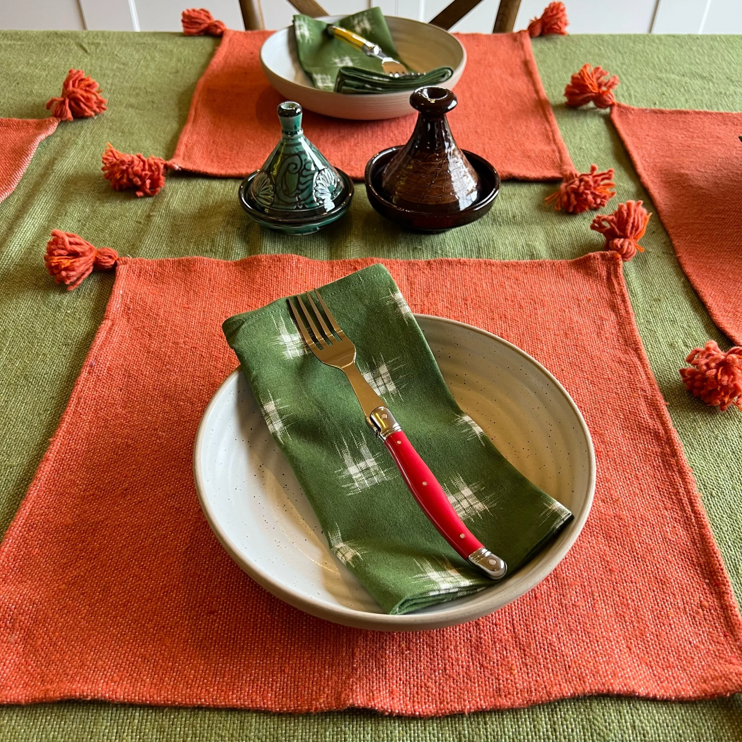 Pom Pom Placemats - Persimmon (set of 4)