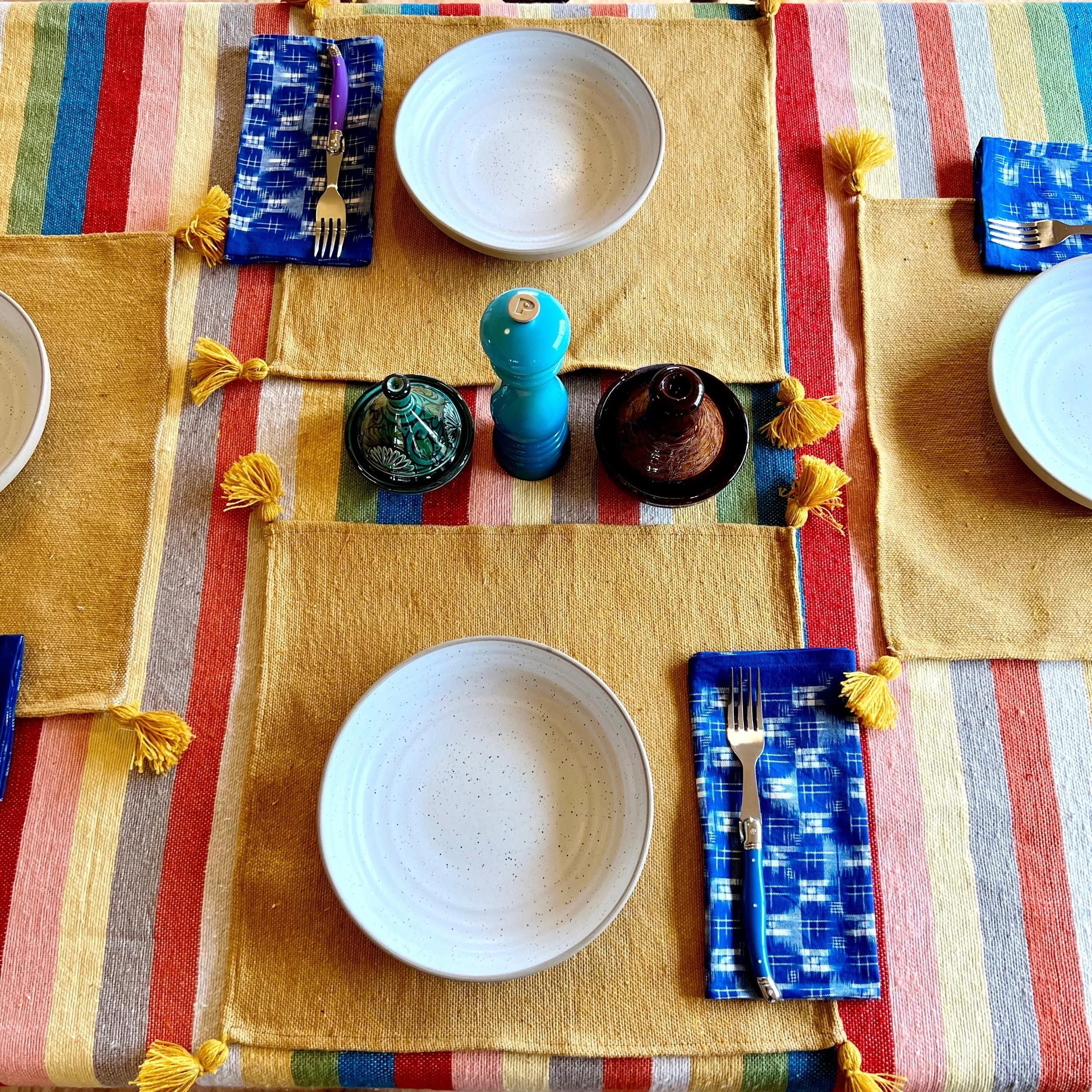 Pom Pom Placemats - Spicy Mustard (set of 4)