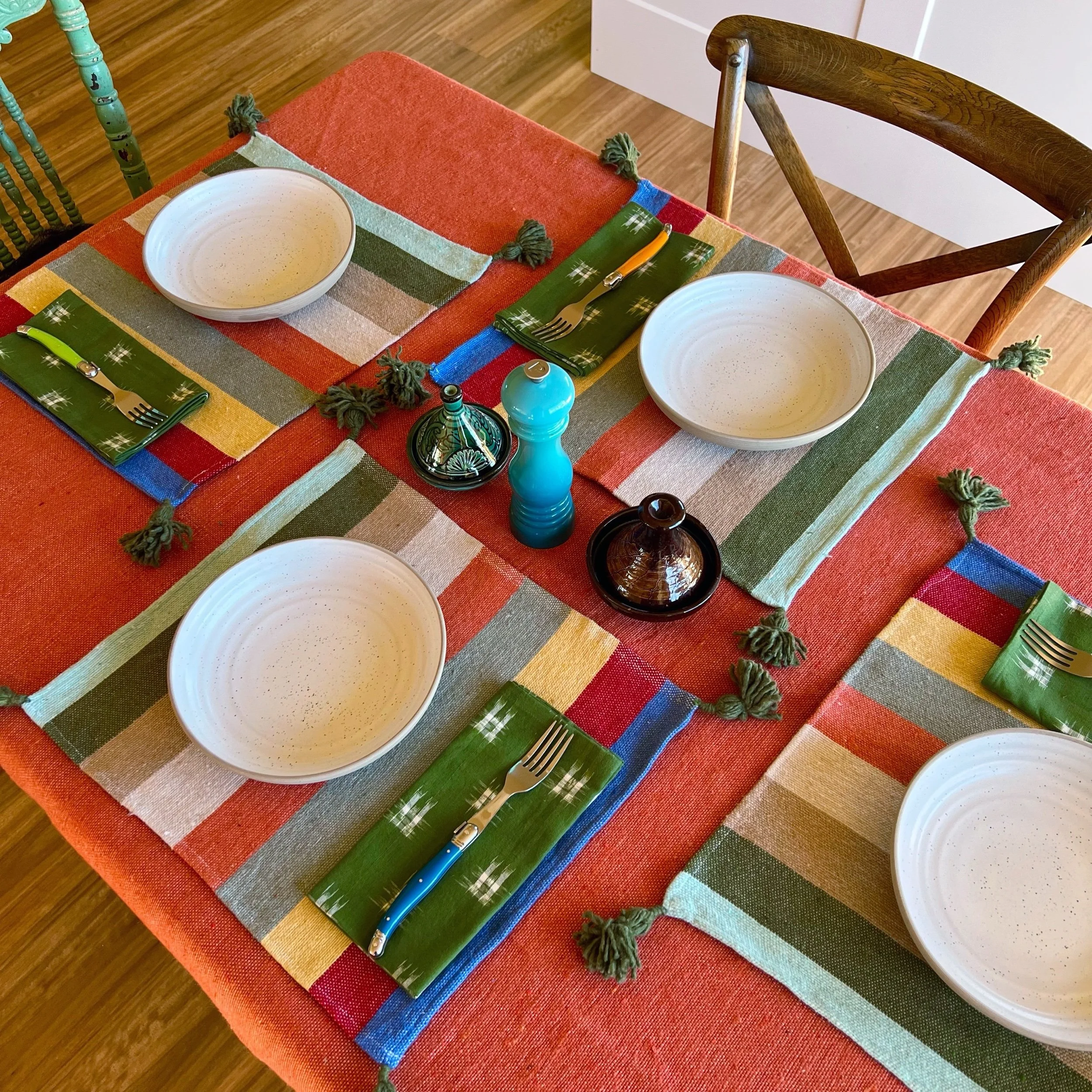 Pom Pom Placemats - Forest Stripes (set of 4)