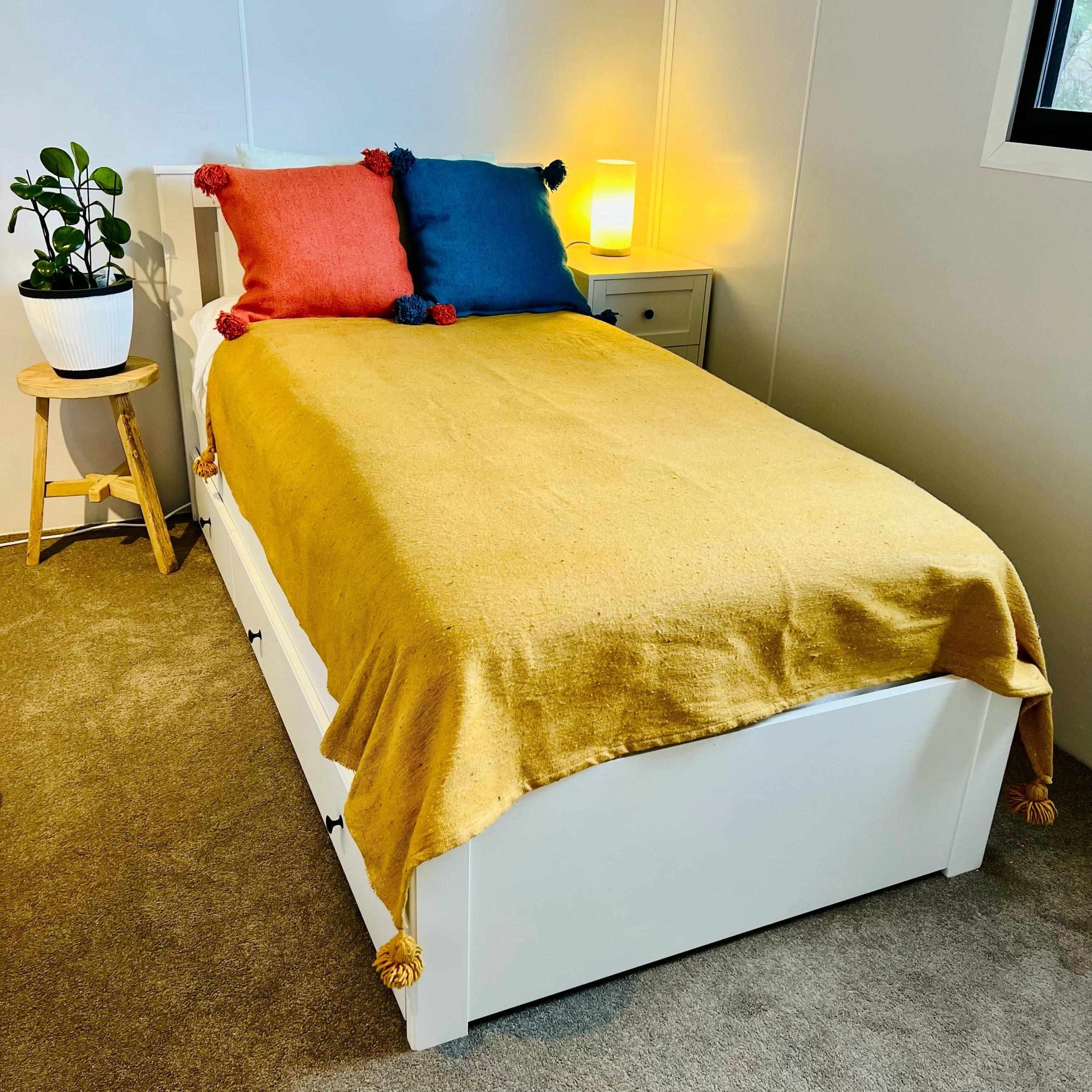 Pom Pom Blanket - Moroc Mustard (Single size)