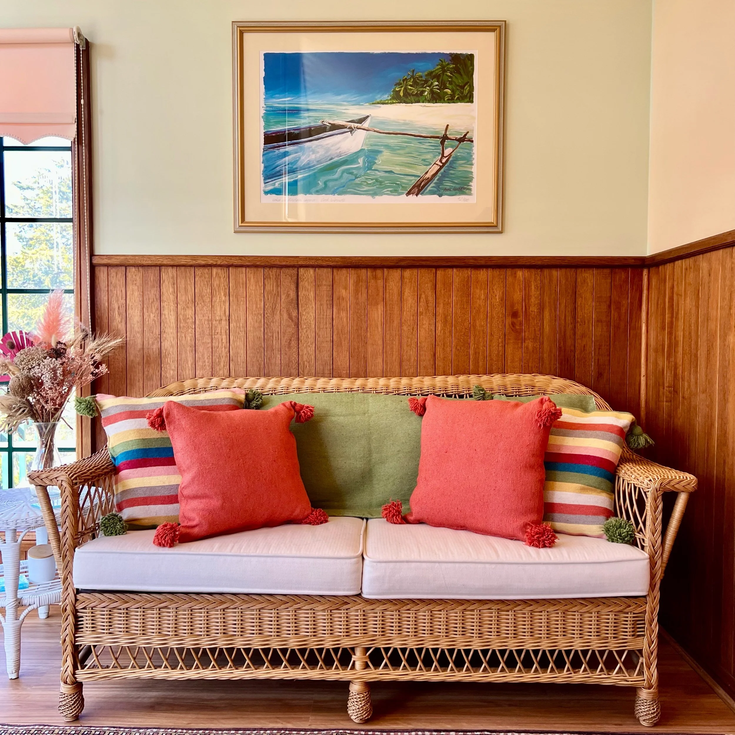 Pom Pom Cushion - Tangerine