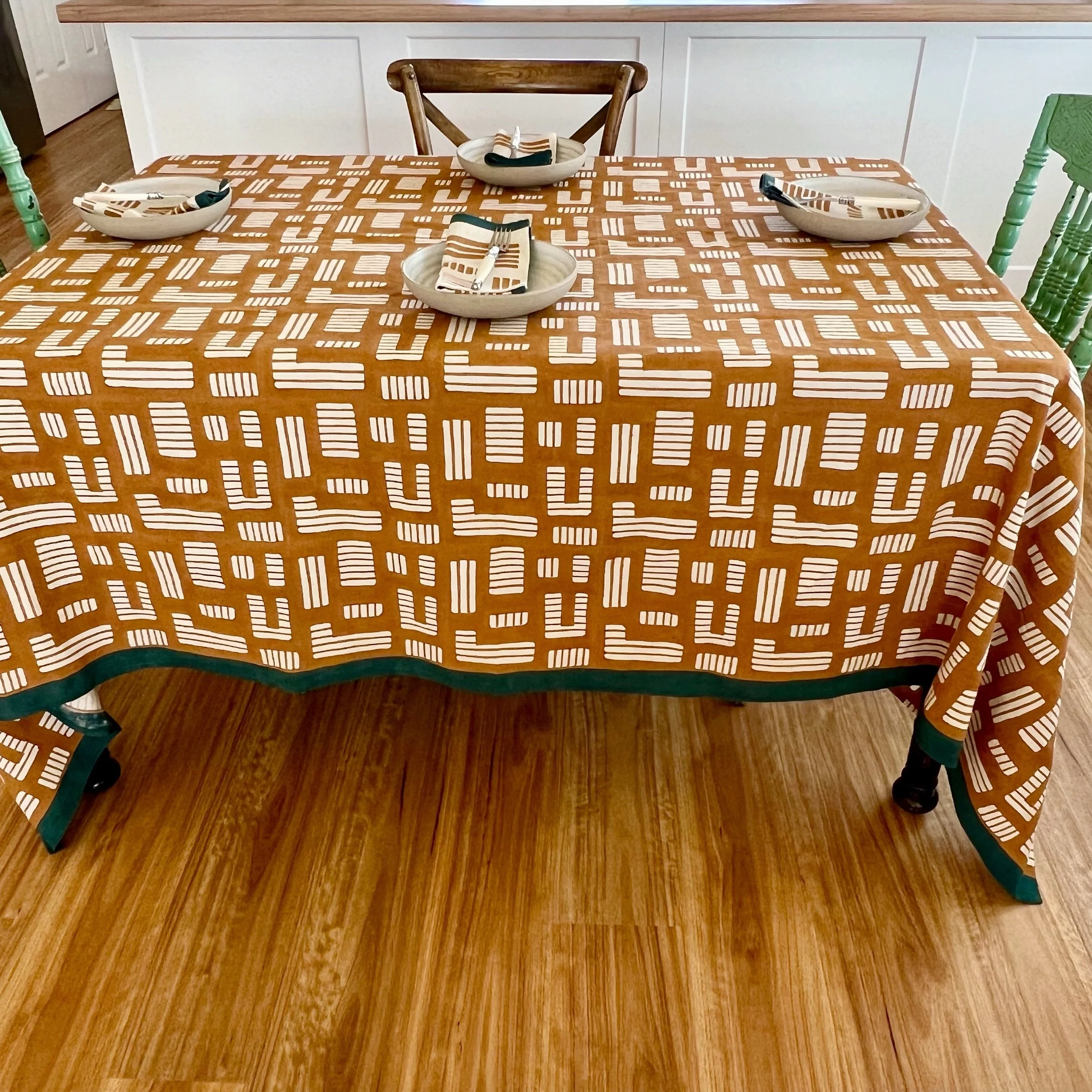 Tablecloth - INSIA Ochre/Teal 8-10 seater