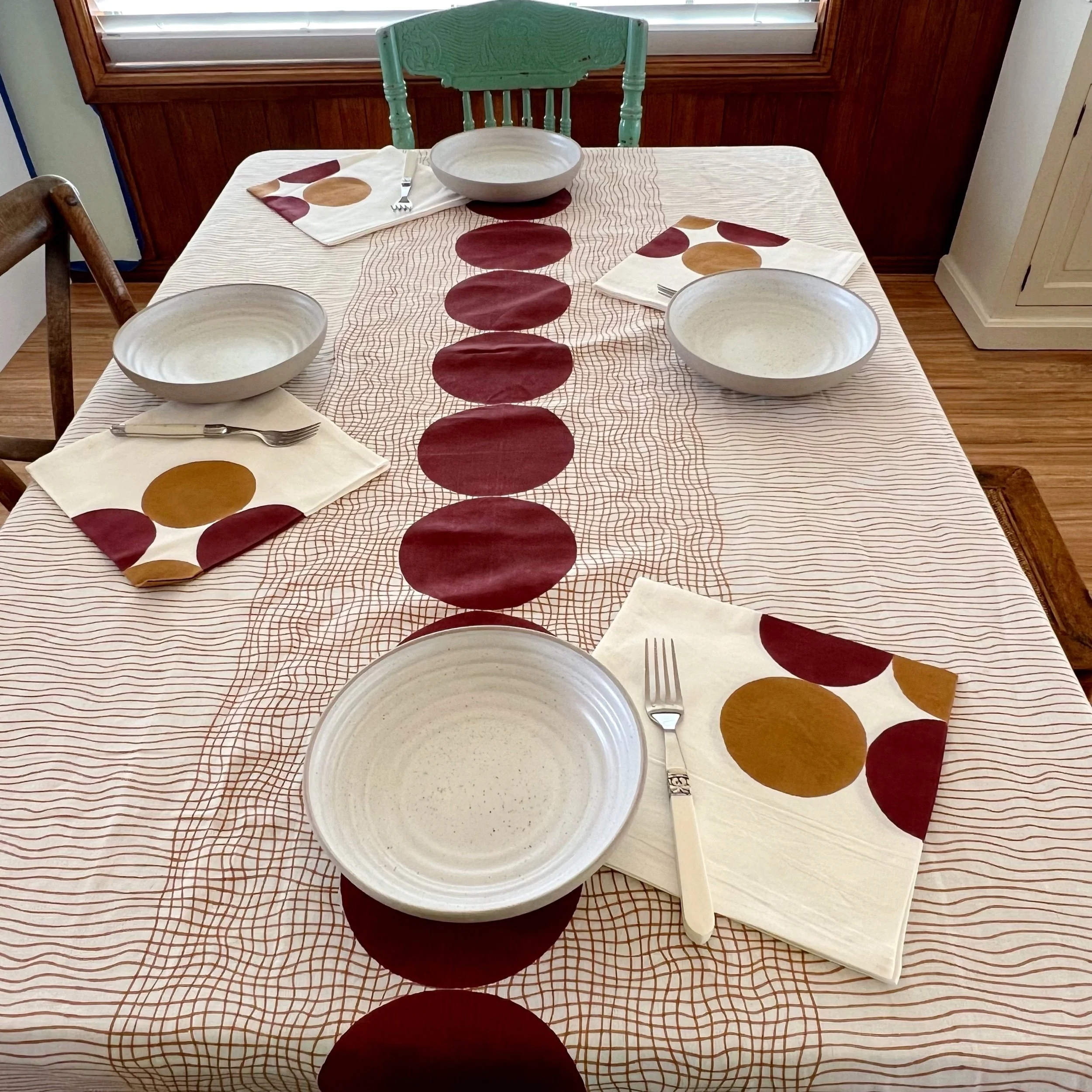 Tablecloth - RAHA Ochre/Crimson 8-10 seater