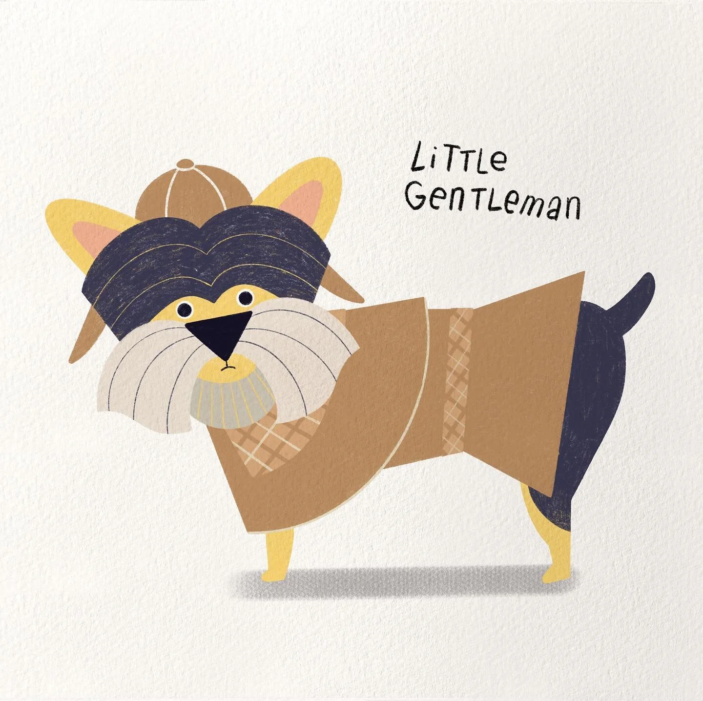 Little Gentleman. I don&rsquo;t think I have ever draw any other dog breeds except corgi and sausage dog. I have a group chat with doggie moms and one of the mommy sent a photo of her dog wearing trench coat!!! It was super cute, I had to paint this 
