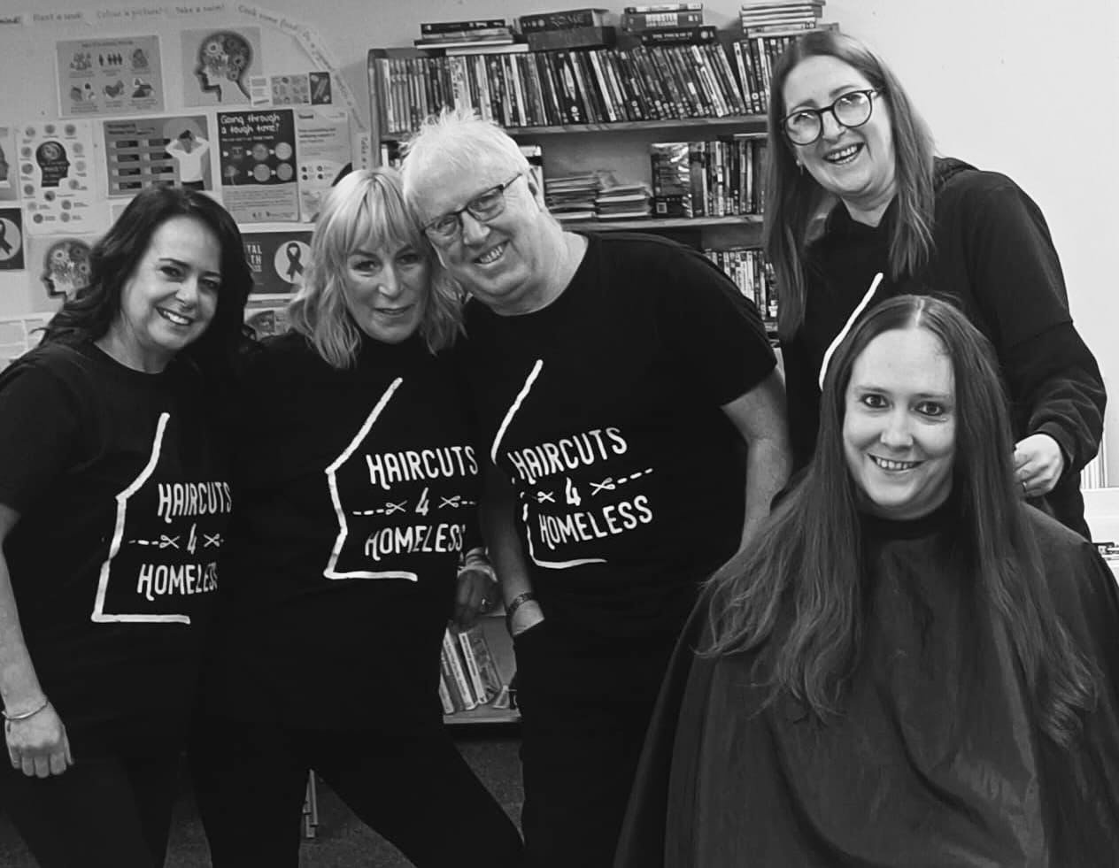 Our amazing @haircuts4homelessmanchester team in action today at the wonderful @emmausmossley 
🖤
We have such a fantastic long term relationship with this centre and really admire their work and ethos 
🖤
Haircuts4Homeless family 
🖤
#haircuts4homel