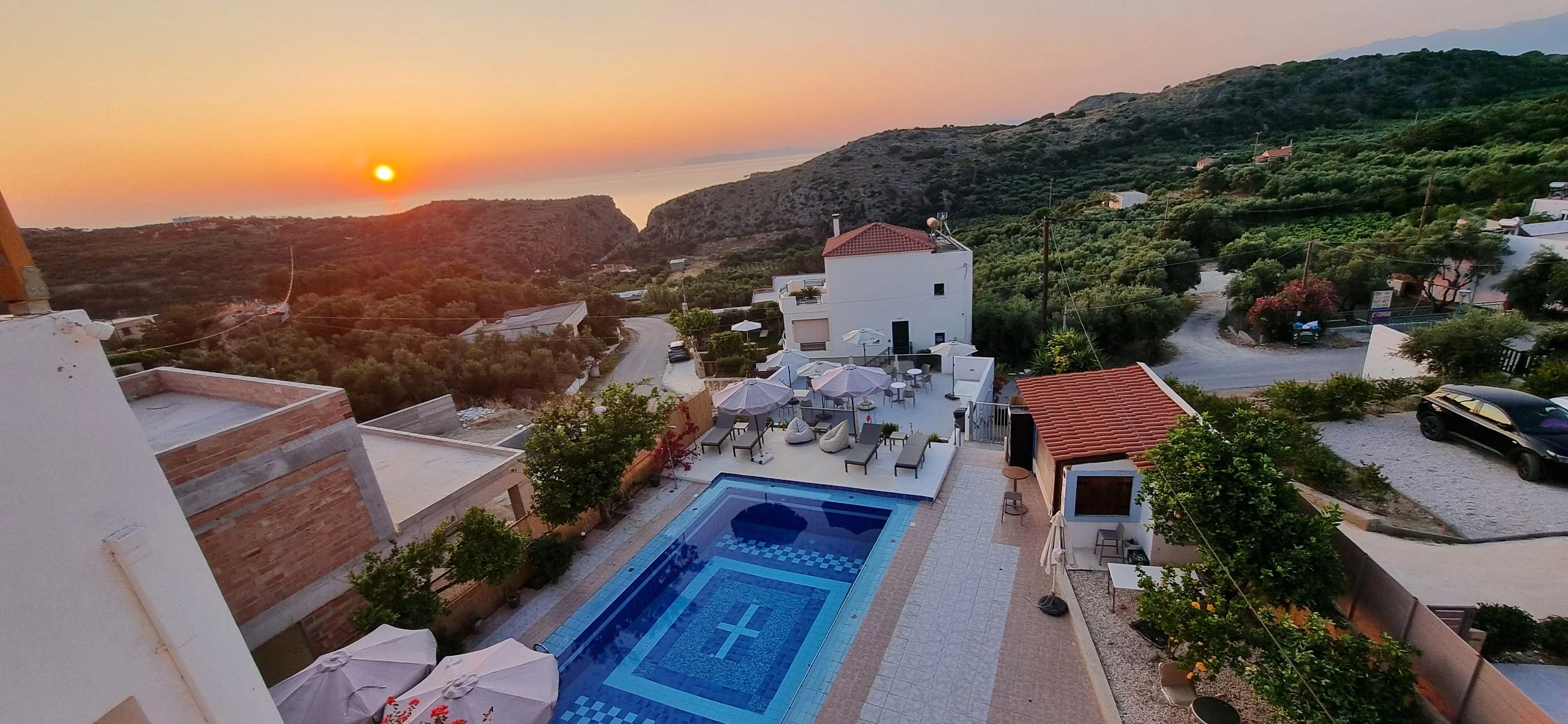 drone view crete villa