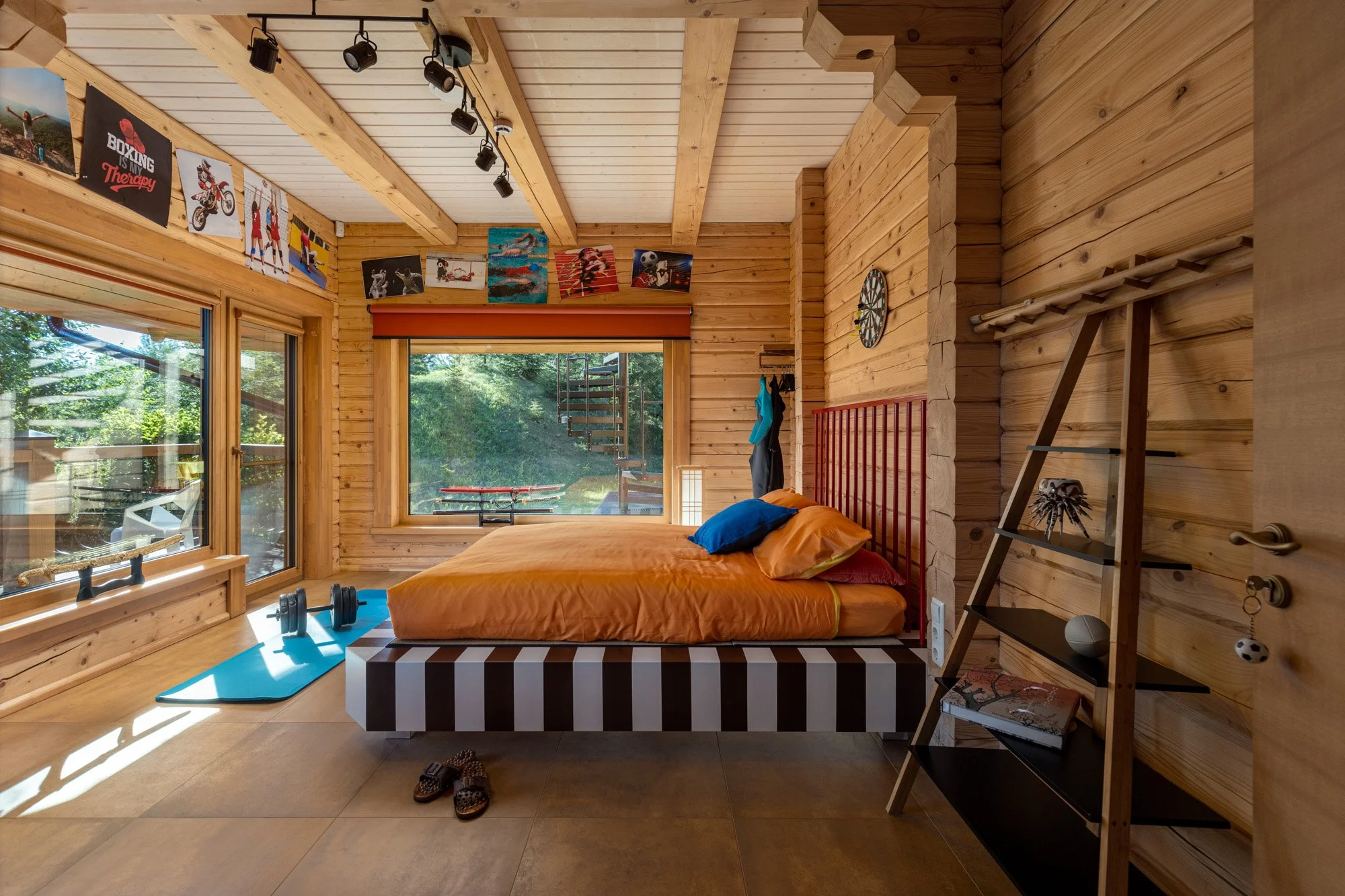 wooden style bedroom retreat house latvia