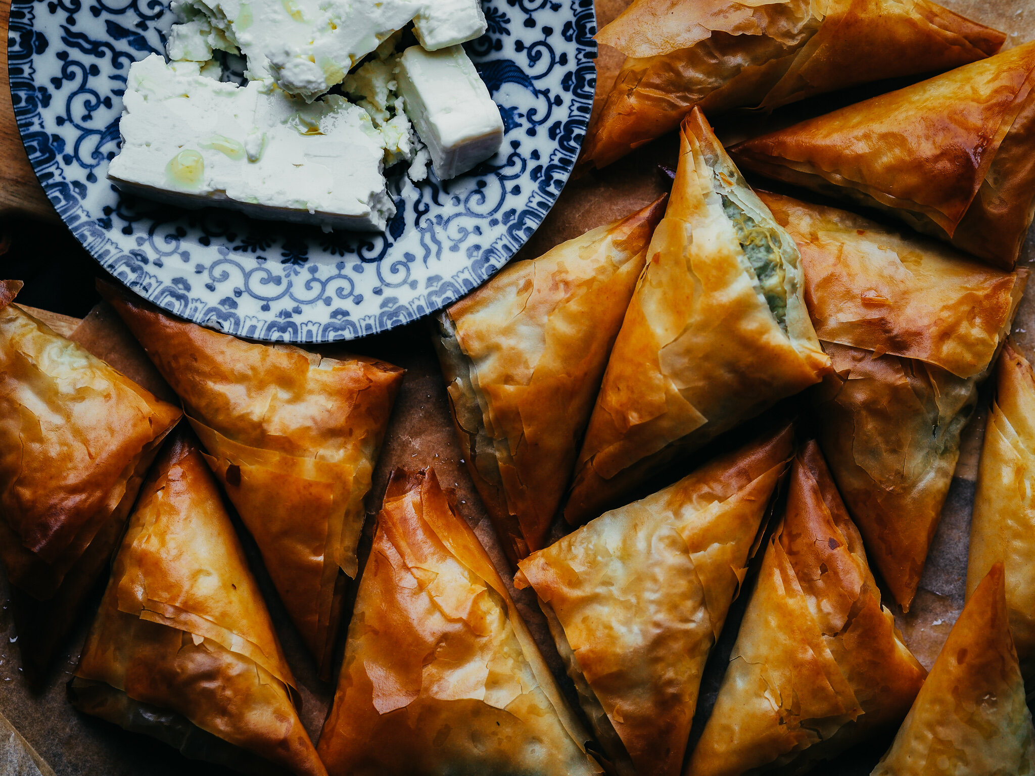 Greek Spinach and Feta Cheese Pies - Spanakotiropita — 100 Kitchen Stories